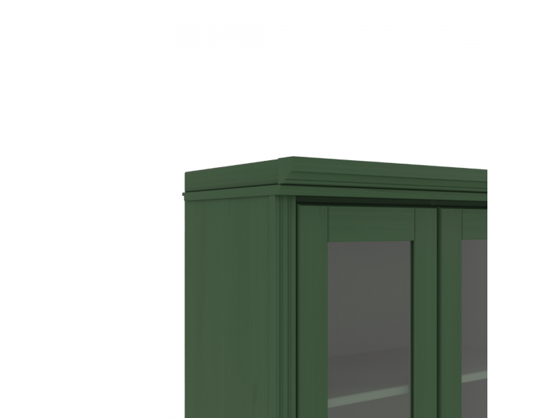 Estante de madeira com 1,19 m na cor verde com duas portas de vidro / Coleção biblioteca